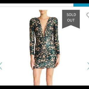 Dress the Population green sequin illusion dress M